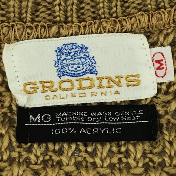 Grodins California Vintage Gold Knit Vest Unisex Preppy Retro V-Neck Pullover - Picture 5 of 8